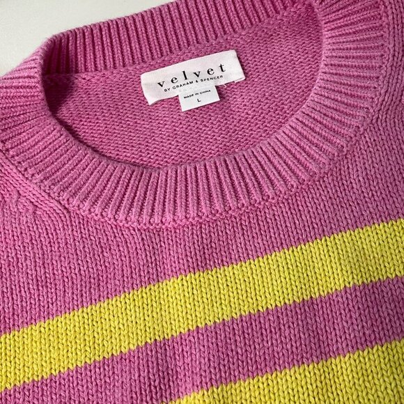 Velvet by Graham & Spencer Pink and Yellow Striped Sweater - Picture 9 of 12